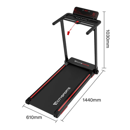 Tapis de Course Pliable 1400W,CITYSPORTS WP9,APP,Bluetooth,Vitesse 1-12km/h