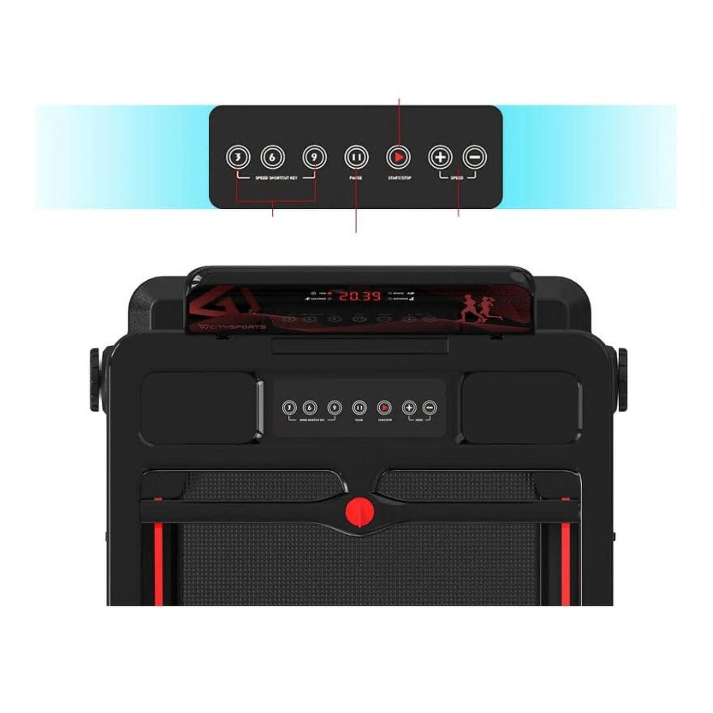 Tapis de Course Pliable 1400W,CITYSPORTS WP9,APP,Bluetooth,Vitesse 1-12km/h